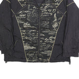 EVR Womens Black Nylon Zip Jacket M Printed Pattern Casual Lightweight Outerwear
