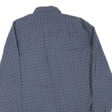 WRANGLER Mens Blue Patterned Cotton Blend Shirt M Button Long Sleeve Casual