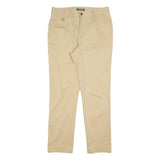 LAUREN RALPH LAUREN Womens Cotton Blend Beige Slim Straight Trousers W32 L30