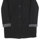 Womens Black & Grey Button Wool Blend Jacket UK 12 Classic Long Sleeve Plain