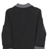 Womens Black & Grey Button Wool Blend Jacket UK 12 Classic Long Sleeve Plain