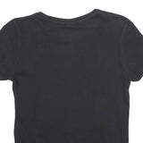 ADIDAS Womens Black Graphic T-Shirt UK 10 Short Sleeve Crew Neck Logo