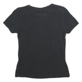 ADIDAS Womens Black Graphic T-Shirt UK 10 Short Sleeve Crew Neck Logo