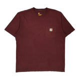 Carhartt T-Shirt - Large Burgundy Cotton