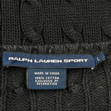 Ralph Lauren Sport Cable Knit Sweater - Large Black Cotton
