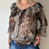 Unbranded Blouse - XL Brown Viscose