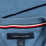 Tommy Hilfiger Striped Sweater - Large Blue Cotton