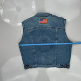 American Flag Patch Levis Denim Vest - Large Blue Denim