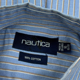Nautica Striped Shirt - Large Blue Cotton