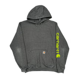 Carhartt Spellout Hoodie - Large Gray Cotton Blend