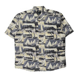 Keeler Bay Graphic Hawaiian Shirt - Large Grey Cotton