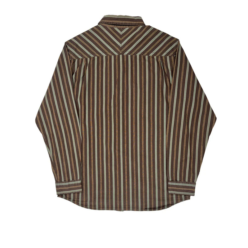 The North Face Striped Shirt - Large Brown Cotton