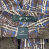 Sean John Checked Shorts - 36W 15L Blue Cotton