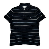 Nautica Striped Polo Shirt - Small Navy Cotton