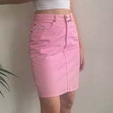 Best Company Denim Skirt - 26W UK 6 Pink Cotton