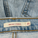 Levis Ribcage Straight Jeans - 26W US 2 Light Wash Cotton