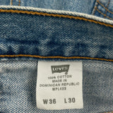 501 Levis Jeans - 36W 30L Light Wash Cotton