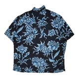 Quiksilver Floral Hawaiian Shirt - Large Blue Cotton