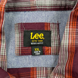 Lee Checked Short Sleeve Shirt - 2XL Burgundy Cotton