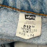 Levis Slim Fit Denim Shorts - 29W 11L Light Wash Cotton