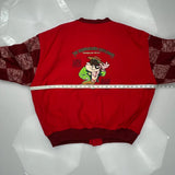 Handsome Devil Looney Tunes Graphic Bomber Jacket - XL Burgundy Cotton