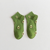Anyfootwear 5 Pairs One Size 5-9 Green Spring Summer Cotton Avocado Design Breathable Ankle Socks Casual School Girl Socks For Women