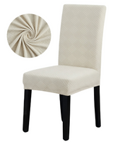 Anyseat Beige Checkered Line Chair Cover – Elastic Anti‑Dirt Design for Dining, Kitchen, Wedding, Hotel & Banquet Use