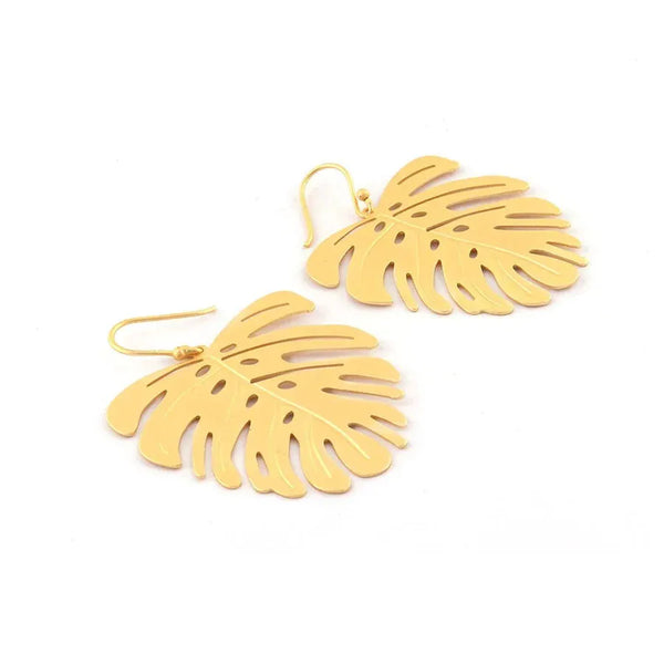 18k Gold-Plated Leaf Earrings