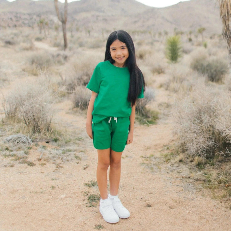 Organic cotton kids running short green