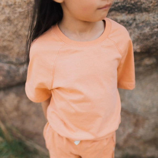 Organic cotton raglan t-shirt orange sherbet