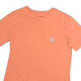 CARHARTT Womens Orange Pocket T-Shirt S Short Sleeve Crew Neck Cotton Logo
