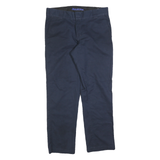 DICKIES Mens Regular Fit Navy Blue Cotton Blend Straight Trousers W31 L30