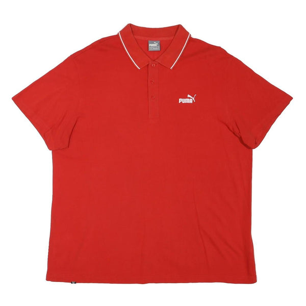 PUMA Mens Red Short Sleeve Polo Shirt XL Cotton Blend Basic Casual Sports