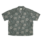 EDDIE BAUER Mens Green Patterned Cotton Blend Shirt XL Casual Short Sleeve