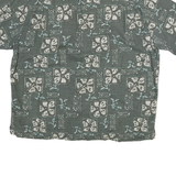 EDDIE BAUER Mens Green Patterned Cotton Blend Shirt XL Casual Short Sleeve