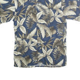 CAMPIA MODA Mens Blue & Cream Tropical Leaf Cotton Shirt S Summer Casual