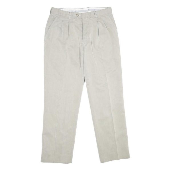 SERGIO VITTI Mens Classic Beige Straight Trousers W31 L30 Tailored Zip Closure