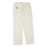 DICKIES Womens Cotton Blend Cream Regular Fit Straight Leg Trousers W34 L30