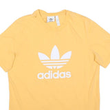 ADIDAS Mens Yellow Cotton Blend T-Shirt S Short Sleeve Crew Neck Logo Print