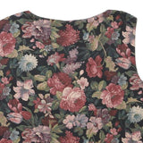 Womens Black Floral Cotton Blend Jacket S Woven Sleeveless Vest Top