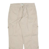 LL BEAN Womens Cotton Blend Beige Relaxed Straight Trousers W30 L30 Cargo Pocket
