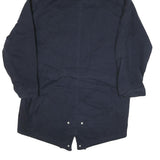 NAUTICA Mens Navy Blue Cotton Blend Parka Jacket XL Plain Zip Hooded