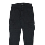 URBAN CLASSIC Mens Cotton Blend Black Slim Cargo Trousers W29 L30 Zip Pockets