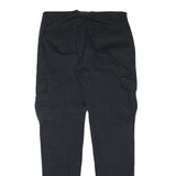 URBAN CLASSIC Mens Cotton Blend Black Slim Cargo Trousers W29 L30 Zip Pockets