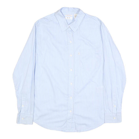 LEVI'S Womens Blue & White Striped Shirt S Cotton Button Down Long Sleeve