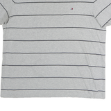 TOMMY HILFIGER Mens Grey & Black Striped T-Shirt L Short Sleeve Crew Neck Casual