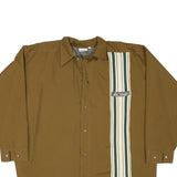 BLOND Mens Brown & Cream Button Jacket M Polyester Blend Stripe Casual Overshirt