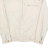 Mens White Cotton Blend Casual Zip Jacket M Plain Lightweight Comfort
