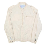 Mens White Cotton Blend Casual Zip Jacket M Plain Lightweight Comfort