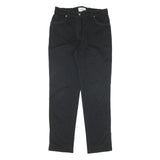 Womens Slim Black Cotton Trousers W30 L28 Zip Closure Plain Fit